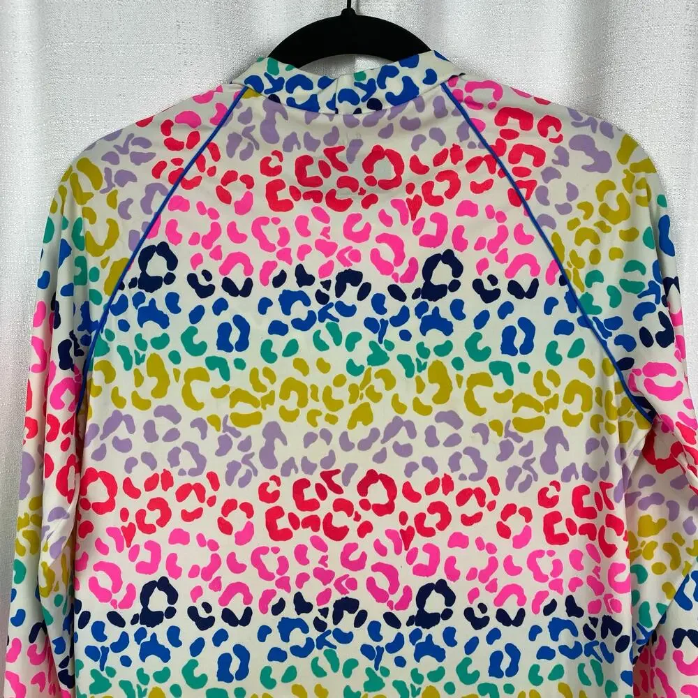 Boden Mini Boden Girls Rainbow Leopard Print Rash Guard Sz.15-16Y